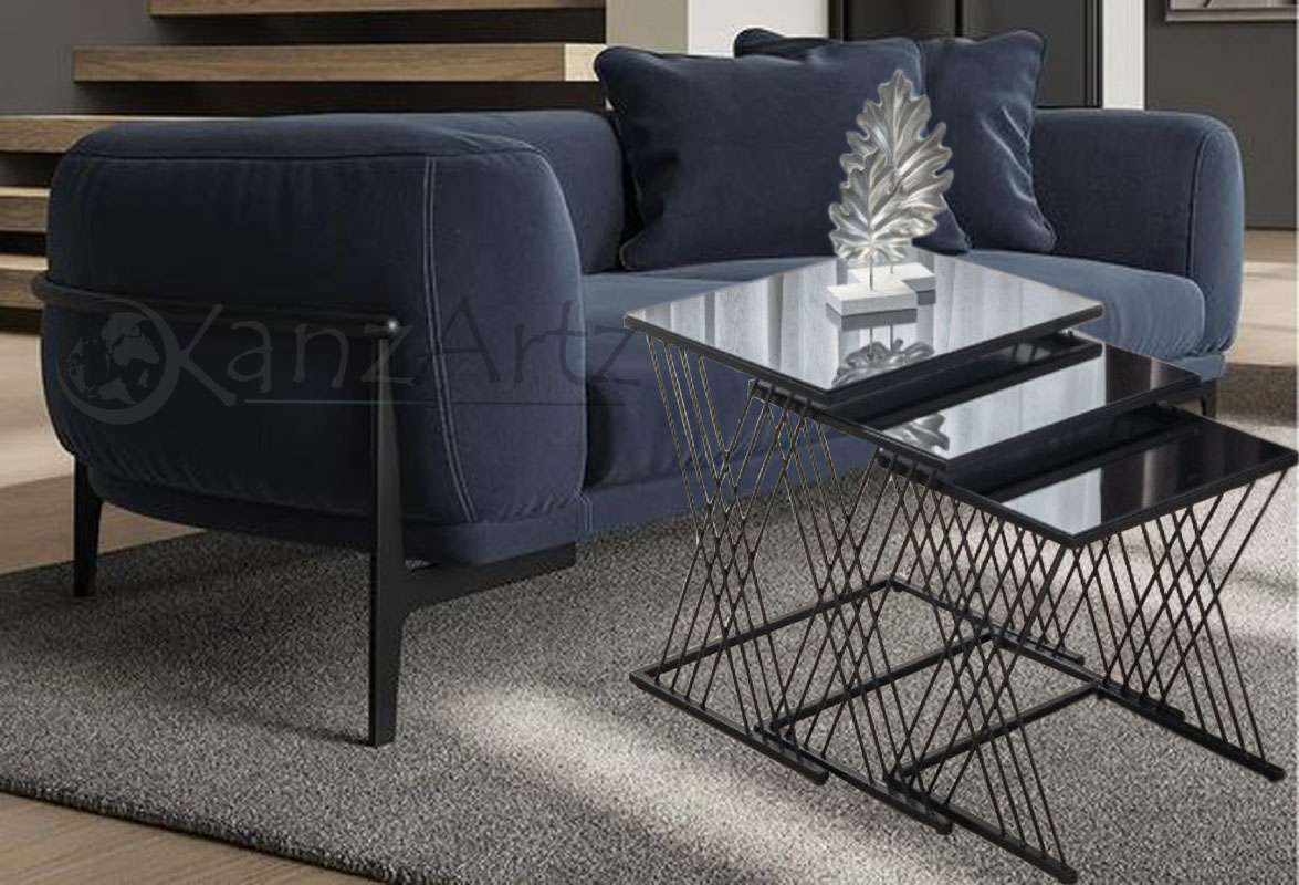 Handicrafts Town Black Wire Nesting Tables Set OF 3