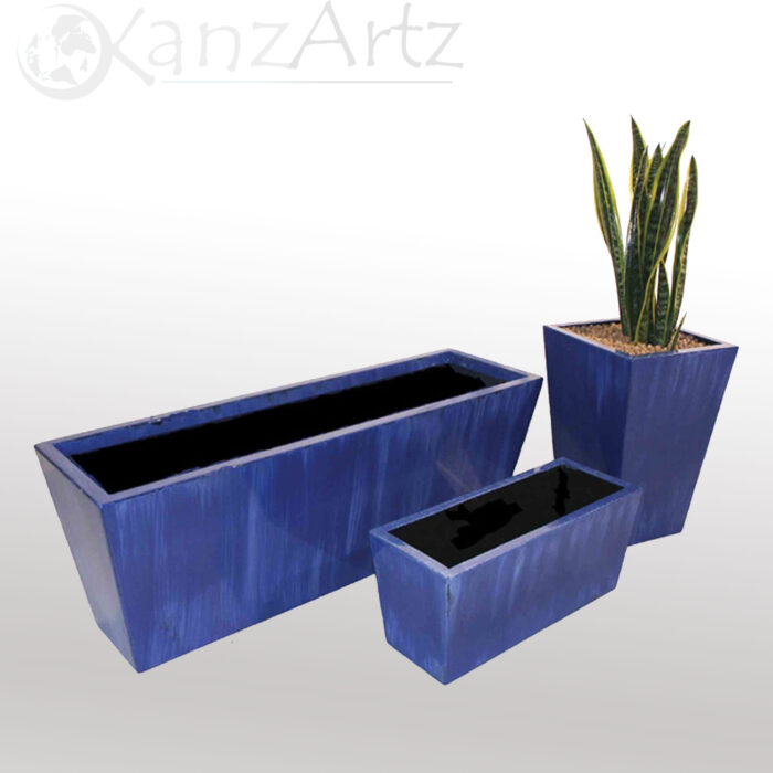 Blue Rectangular Planter