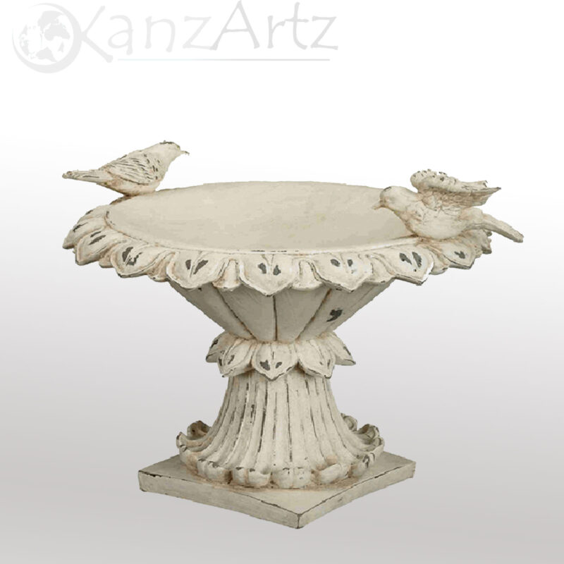 Polystone Bird Bath With Two Bird