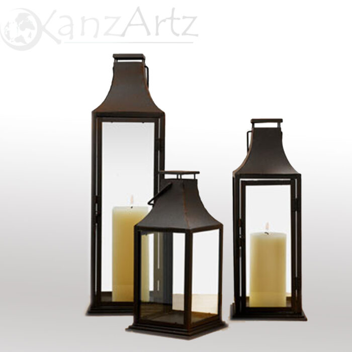 Brown Glass Hanging Candle Lantern